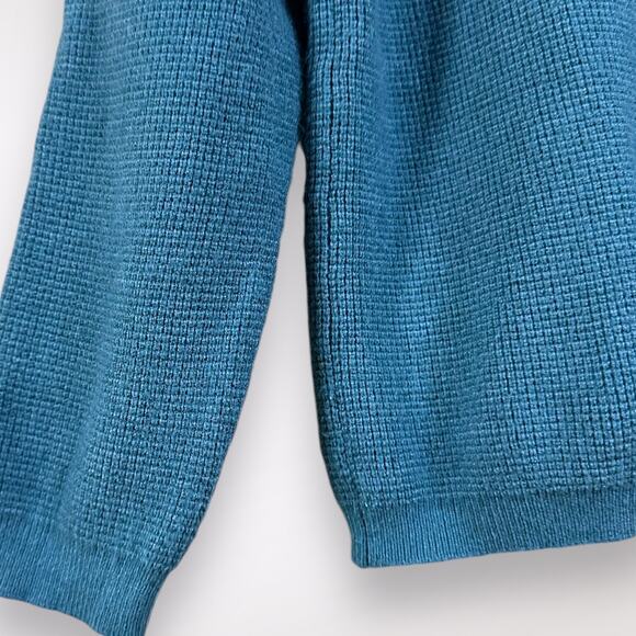 Cyrus | Petite Medium Buttery Soft Blue Teal Knit Pullover Sweater 1/4 Zip Warm - Picture 5 of 9